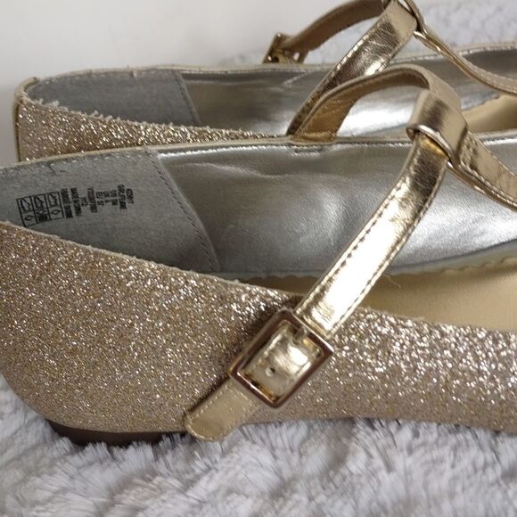 Lands' End Gold Glitter Mary Jane Flats - Picture 5 of 7